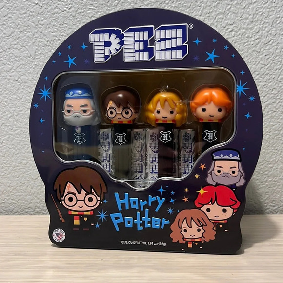 PEZ Dispenser Harry Potter Collector Tin Set Harry Hermione Ron Dumbledore New - Picture 1 of 4